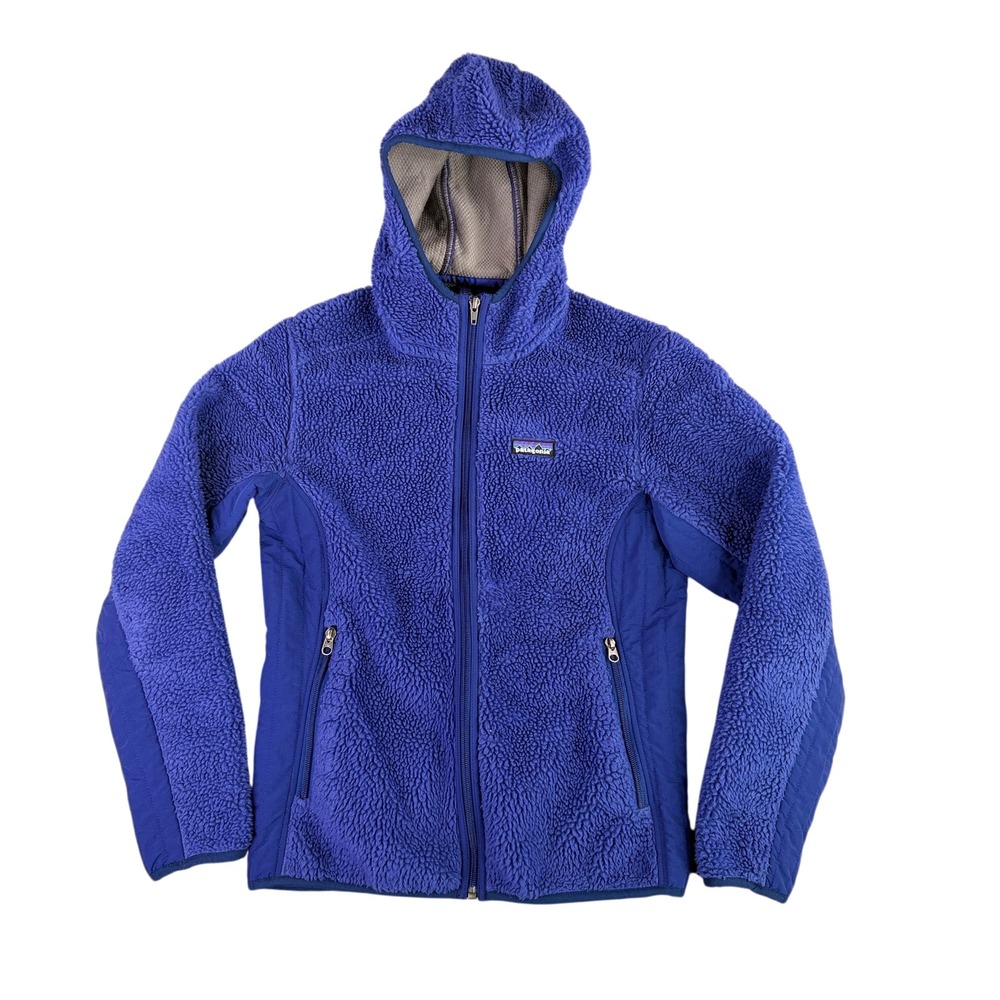 Patagonia Retro-X Hoody Jacket Womens M Blue Hybrid Pile Fleece Windproof Y2K